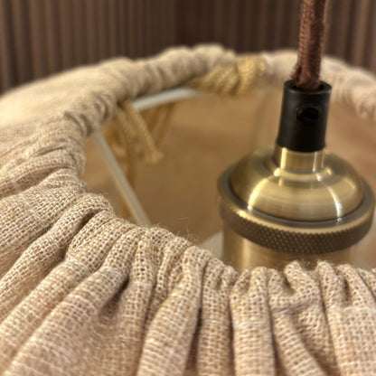 CGC Serafina Large Oval Oatmeal Loose Linen Fabric Lampshade