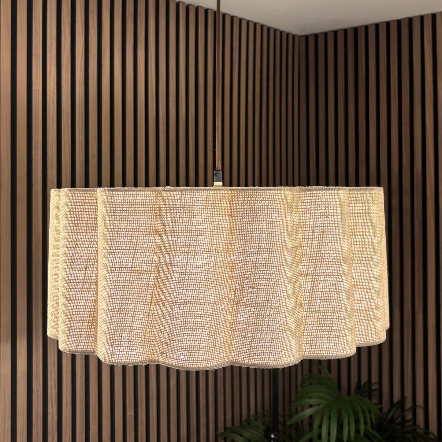 CGC Maria Scalloped Cream Linen Drum Lampshade Large 48cm