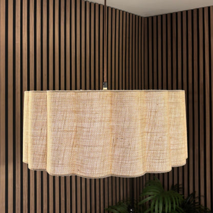 CGC Maria Scalloped Cream Linen Drum Lampshade Large 48cm