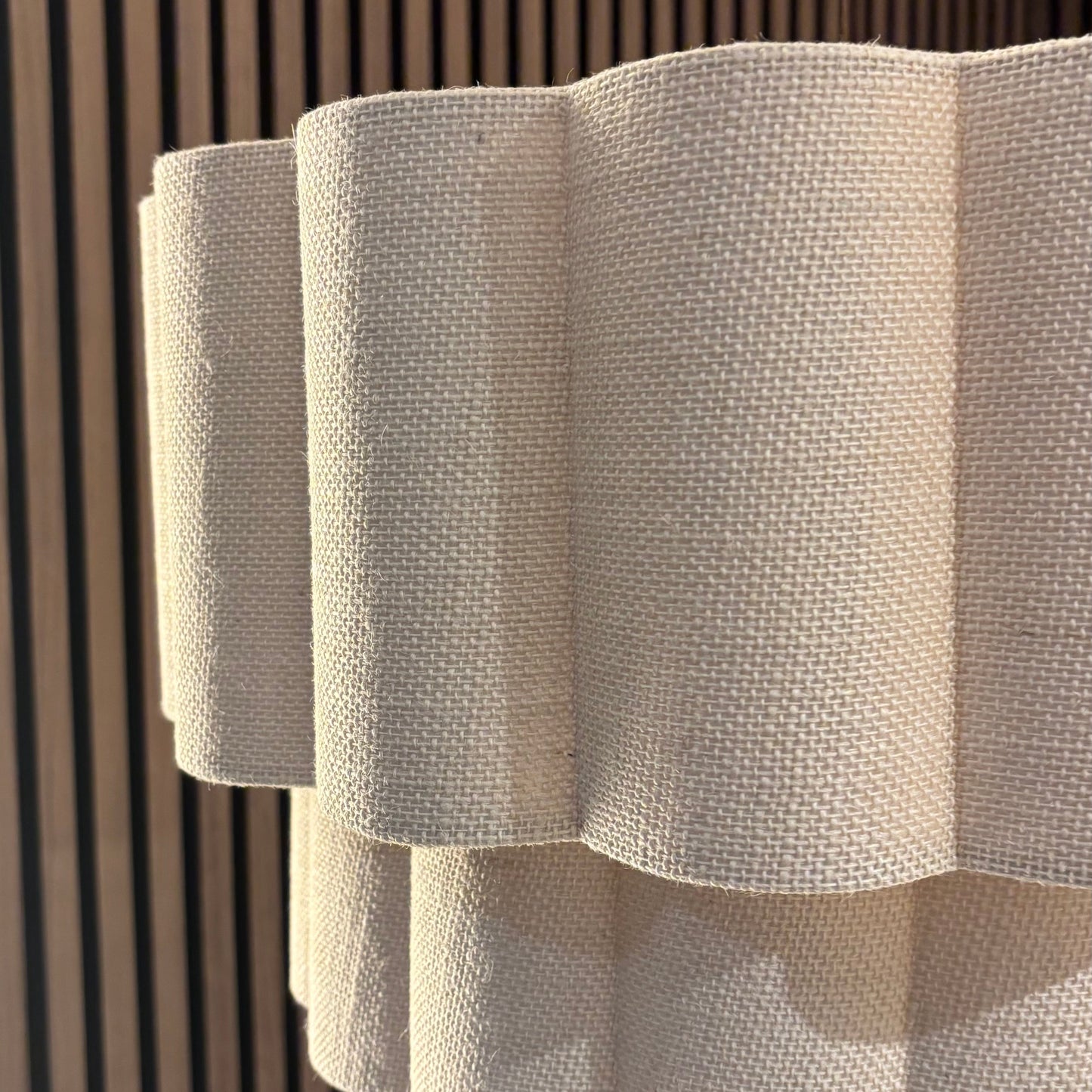 CGC Selina Scalloped Two Tier Cream Linen Drum Lampshade Large 48cm
