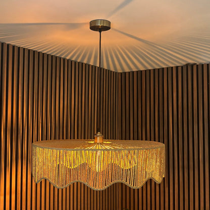 CGC Francesca Large 60cm Natural String Round Scallop Woven Easy Fit Lampshade