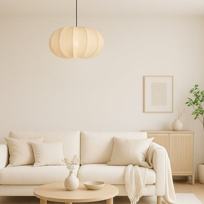 CGC LILA Cream Oval Stretch Ribbed Cotton Fabric Lampshade