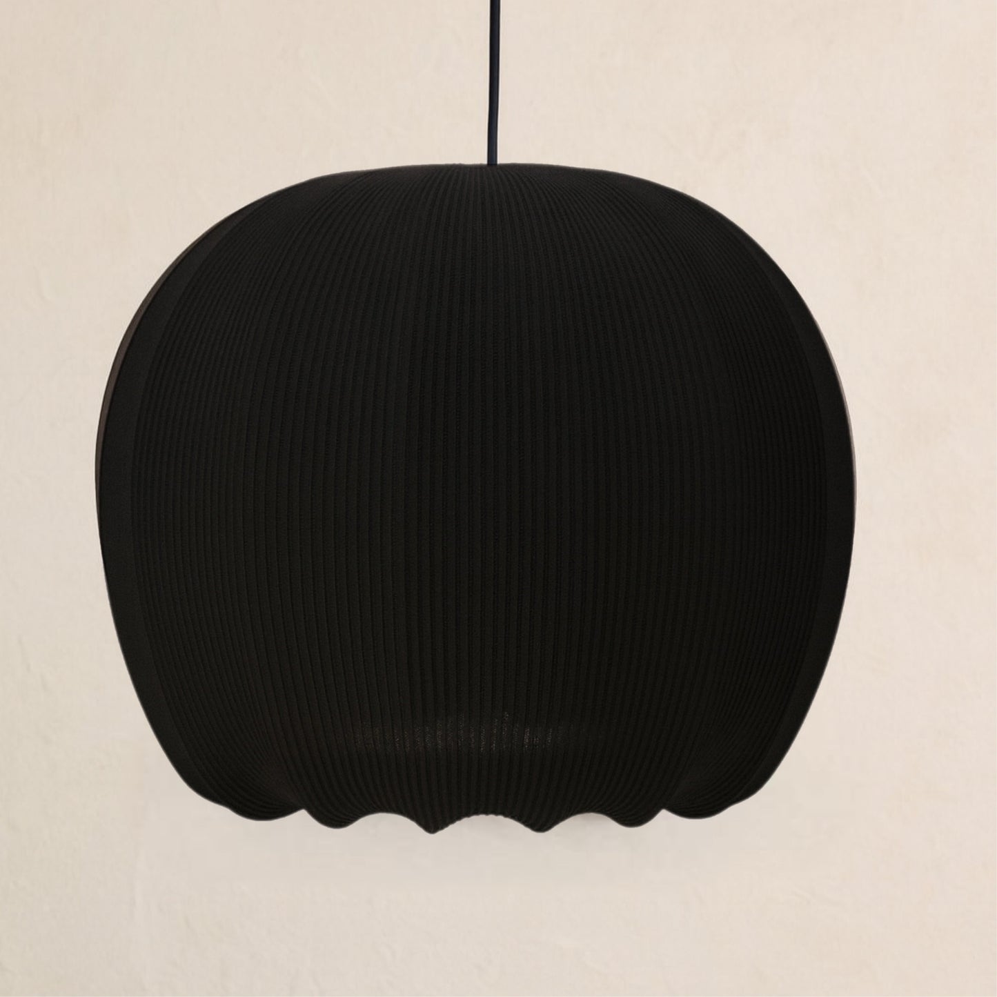 CGC LILA Black Rounded Ribbed Stretch Cotton Fabric Lampshade