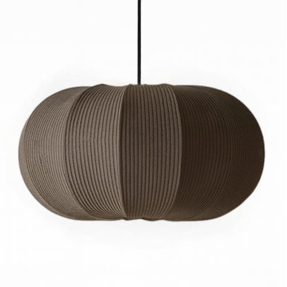 CGC LILA Grey Oval Stretch Ribbed Cotton Fabric Lampshade