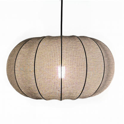 CGC LILA Grey Oval Stretch Ribbed Cotton Fabric Lampshade