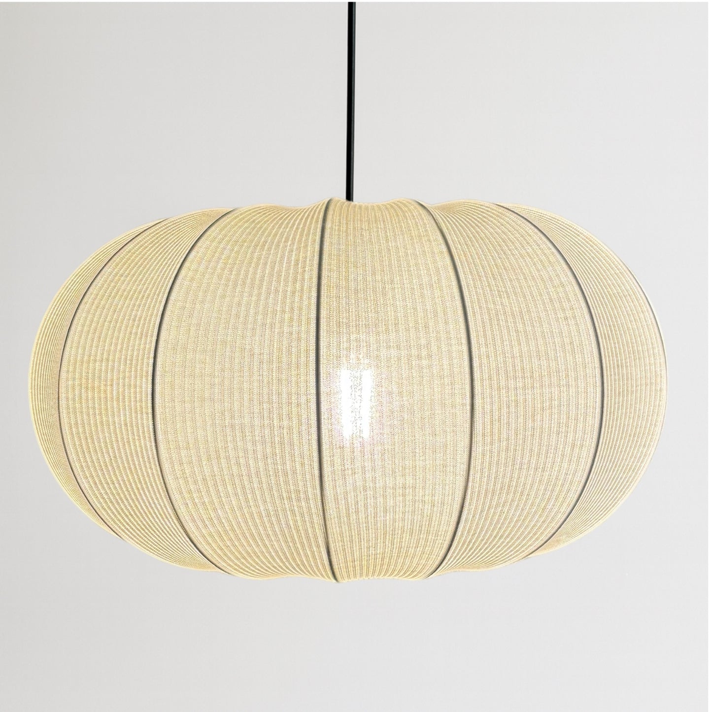 CGC LILA Cream Oval Stretch Ribbed Cotton Fabric Lampshade