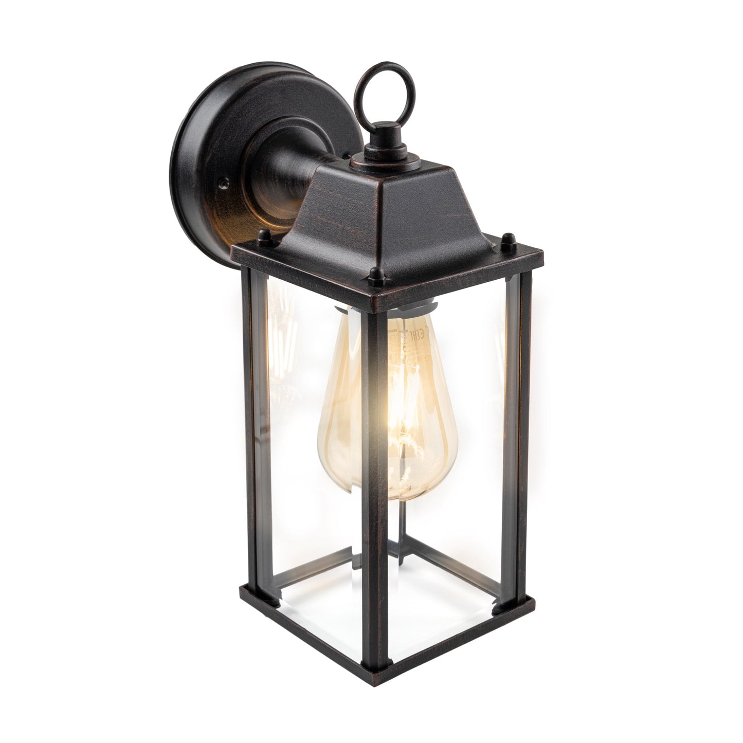 CGC FREYA Antique Bronze Coach Lantern Wall Light Bevelled Glass