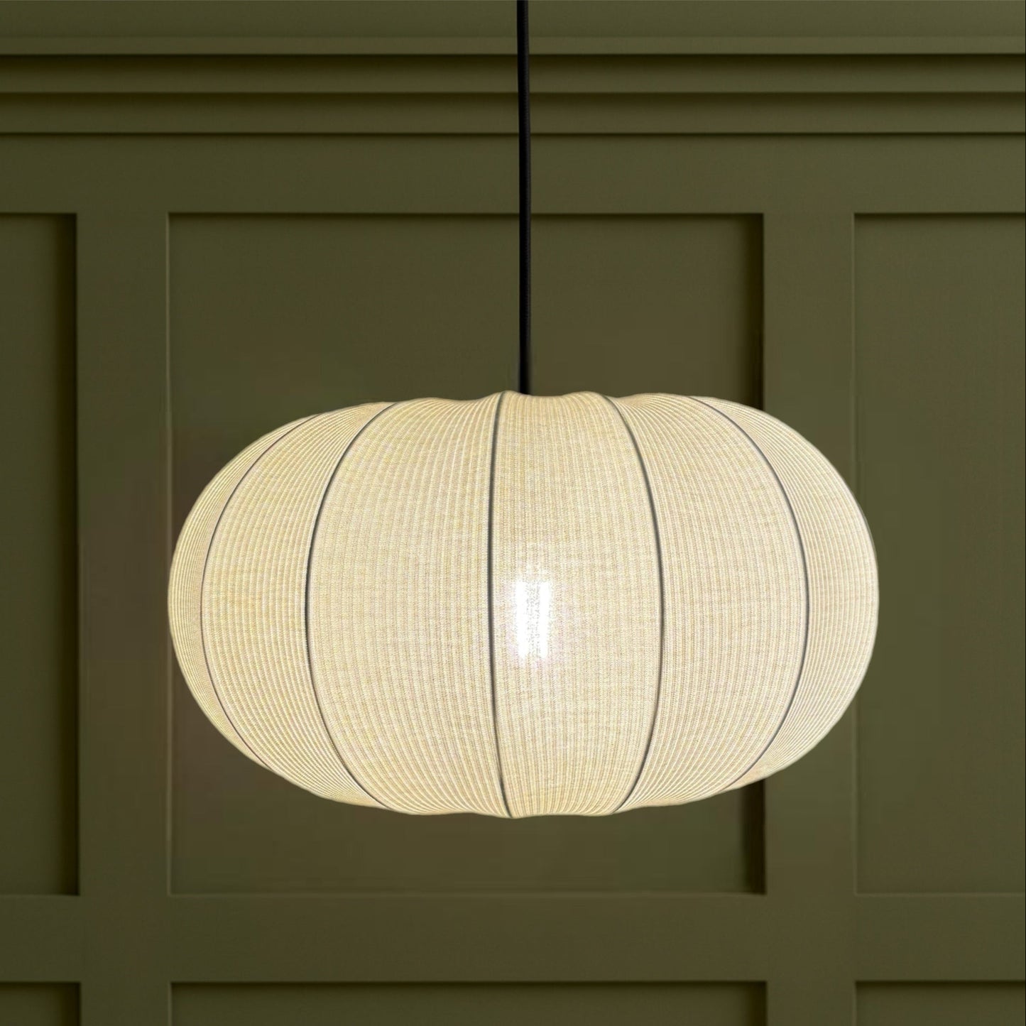 CGC LILA Cream Oval Stretch Ribbed Cotton Fabric Lampshade