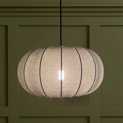 CGC LILA Grey Oval Stretch Ribbed Cotton Fabric Lampshade