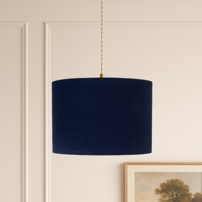 CGC LOLA Navy Corduroy 30cm Lampshade Matching Silk Inner