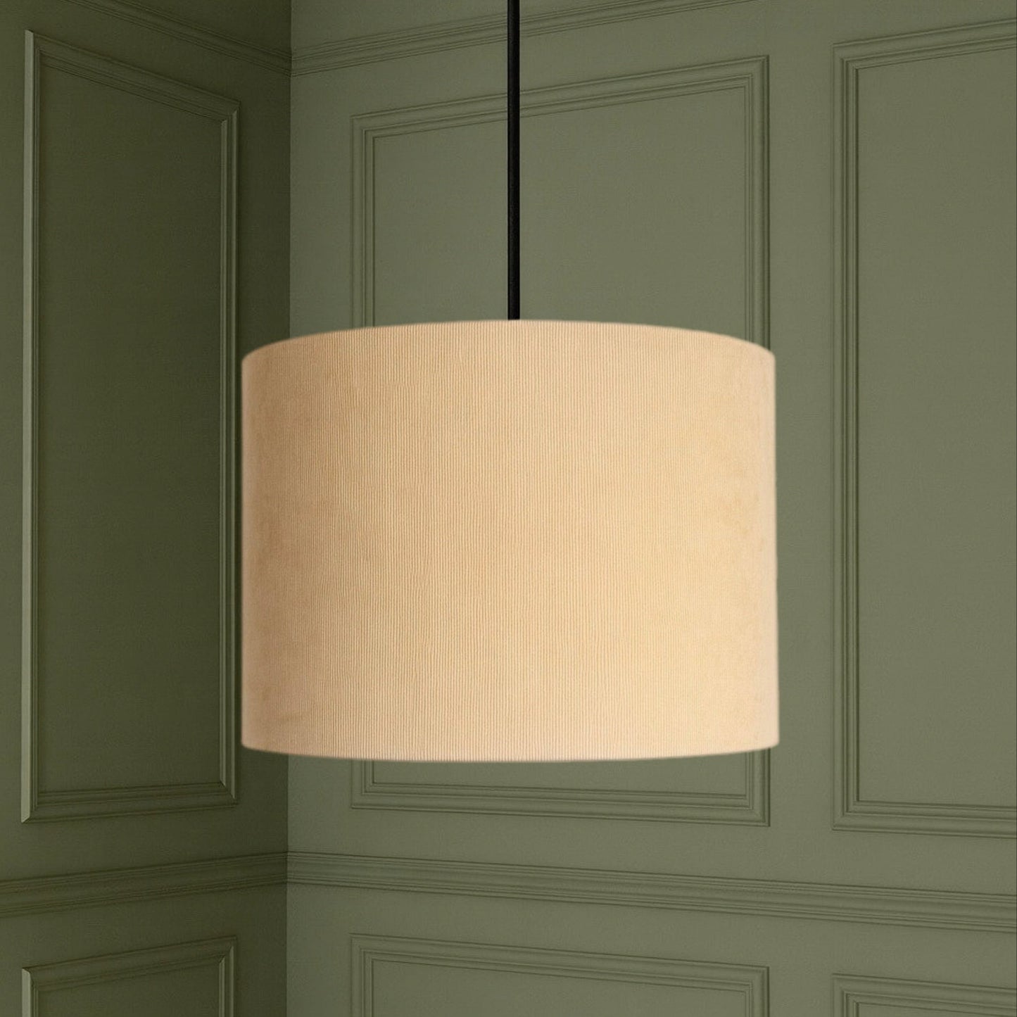 CGC LOLA Cream Corduroy 30cm Lampshade Matching Silk Inner