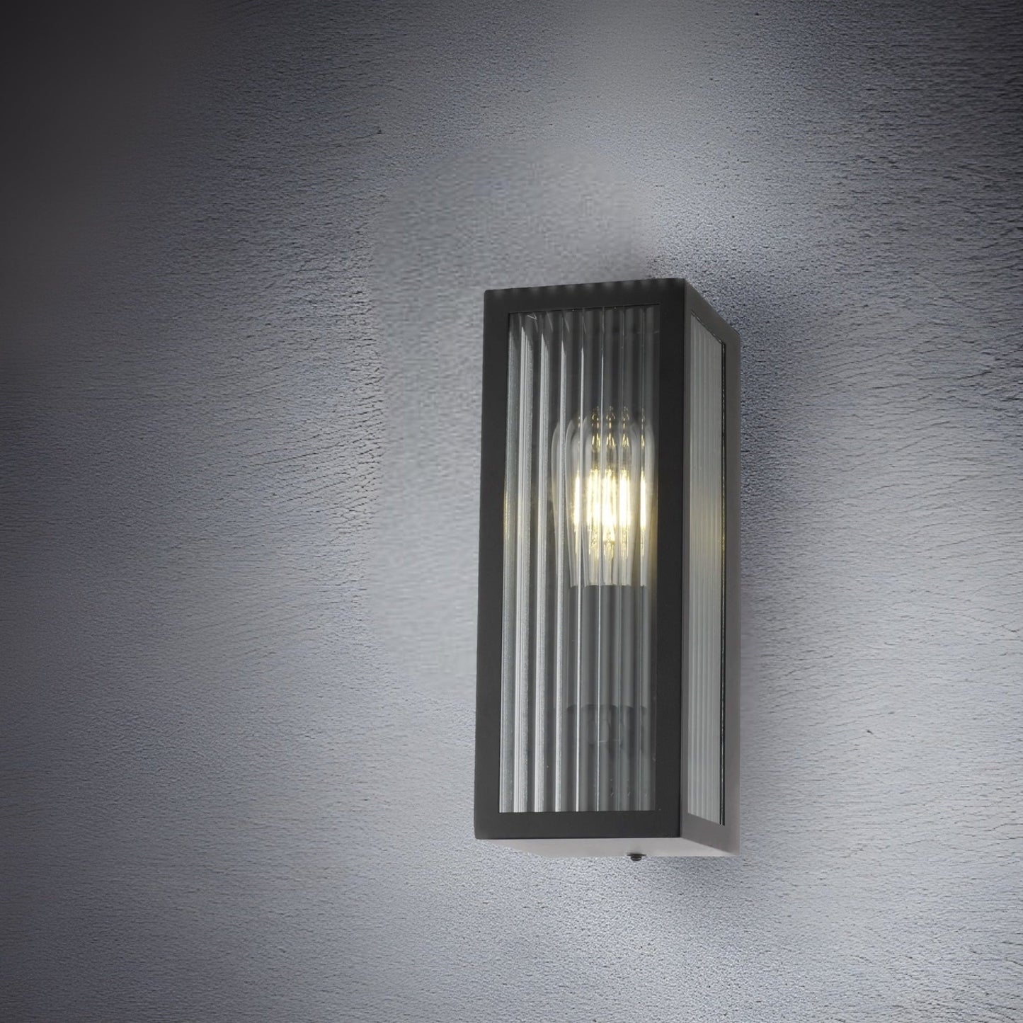 CGC STELLA Bevelled Glass Black E27 Outdoor Box Wall Light