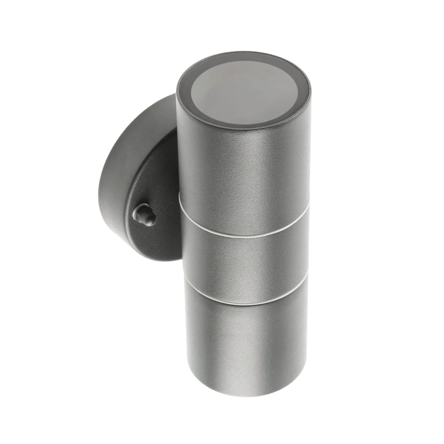 Our Mia outdoor up and down outdoor wall light is modern and stylish in its appearance.  It comes in a cylinder design mounted on a circular back plate and complete with clear glass diffusers. It is designed for durability and longevity with its robust material producing a fully weatherproof and water resistant light fitting