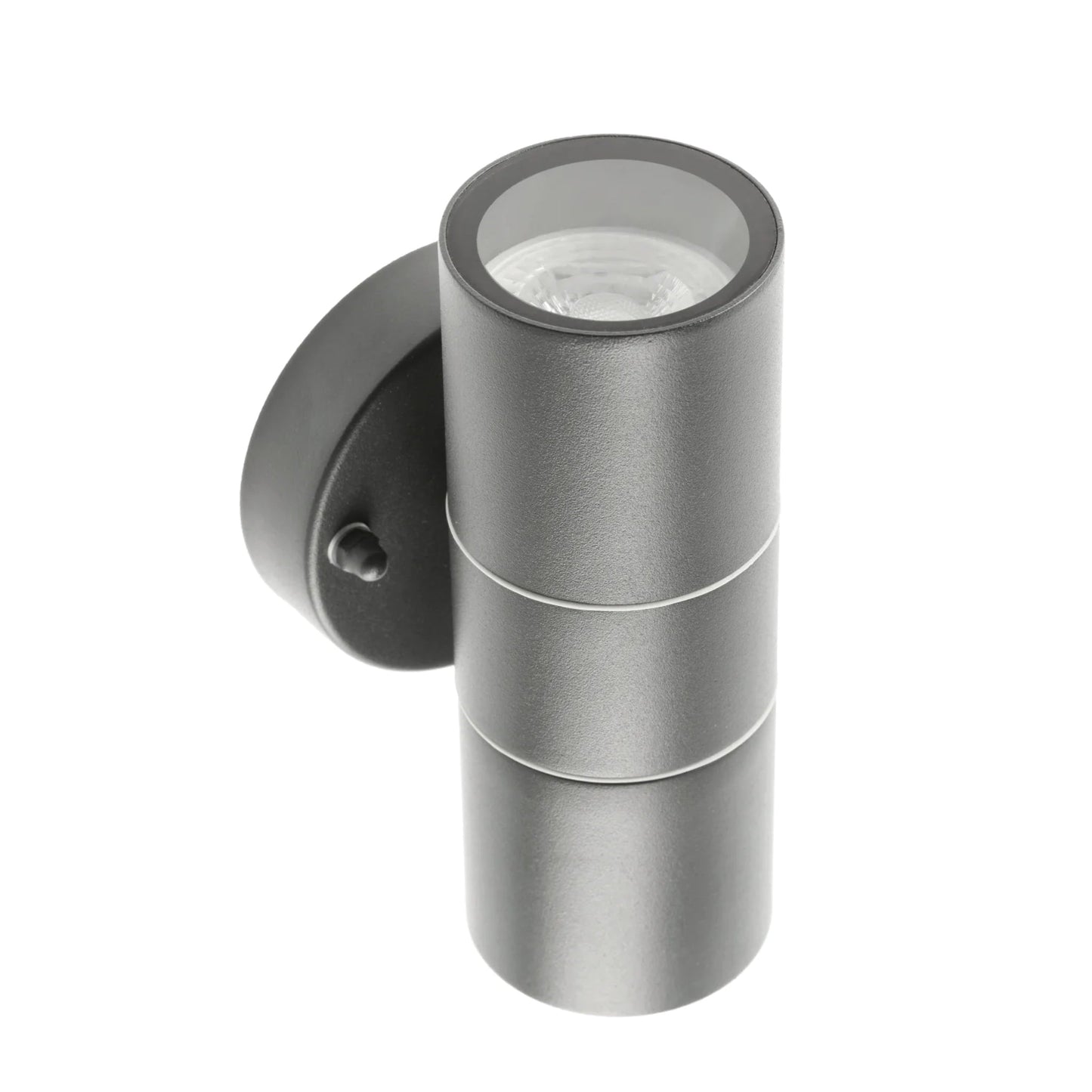 Our Mia outdoor up and down outdoor wall light is modern and stylish in its appearance.  It comes in a cylinder design mounted on a circular back plate and complete with clear glass diffusers. It is designed for durability and longevity with its robust material producing a fully weatherproof and water resistant light fitting