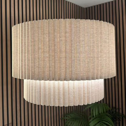 CGC Allegra Oatmeal Linen Fine Scallop Two Tier Extra Large Layer Drum Lampshade