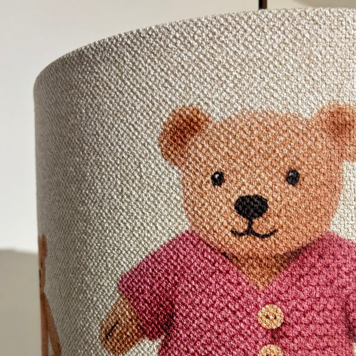 CGC BLAKE 30cm Oatmeal Linen Pink Teddy Bear Childrens Lamp Shade