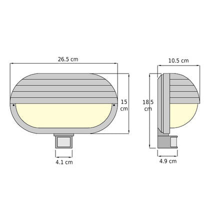 CGC VESPA White Oval Eyelid Bulkhead Wall Light With Motion Sensor