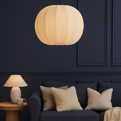 CGC LILA Cream Rounded Ribbed Stretch Cotton Fabric Lampshade