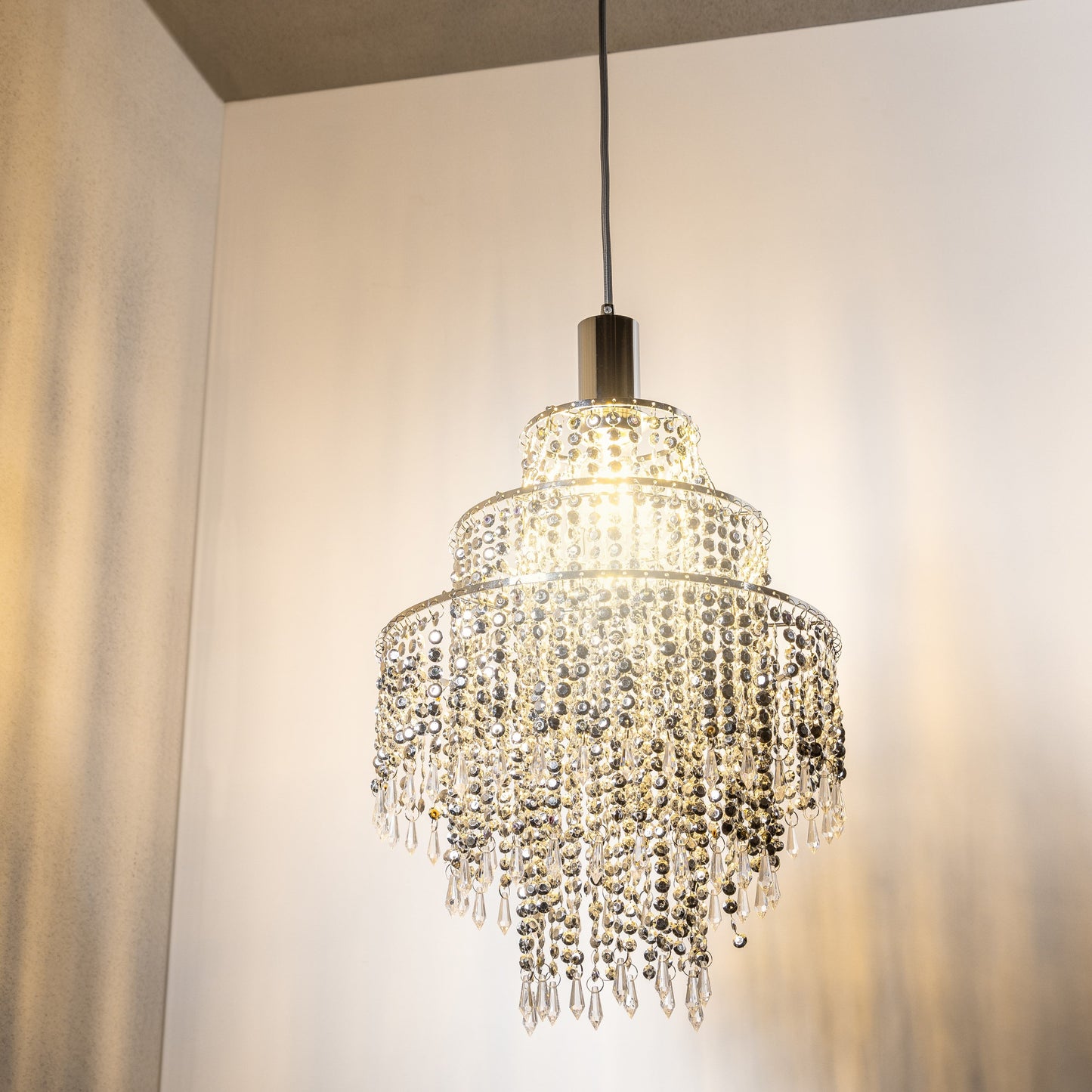 CGC LIZA Three Tier Extra Large Chandelier Crystal & Chrome Ceiling Light Shade