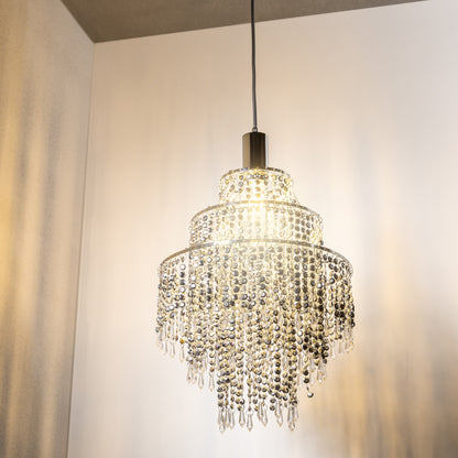 CGC LIZA Three Tier Extra Large Chandelier Crystal & Chrome Ceiling Light Shade