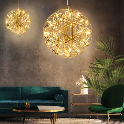 CGC FAWKES Warm White 120 cm XXXL Large Gold Firework / Starburst LED Pendant Light Chandelier