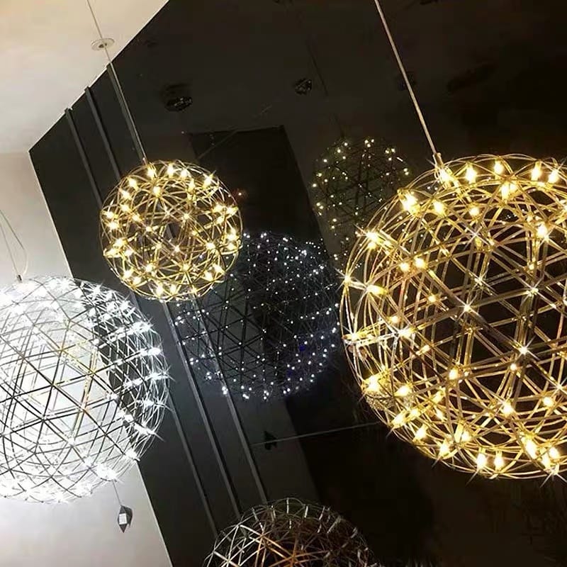 CGC FAWKES Warm White 100 cm XXL Large Gold Firework / Starburst LED Pendant Light Chandelier