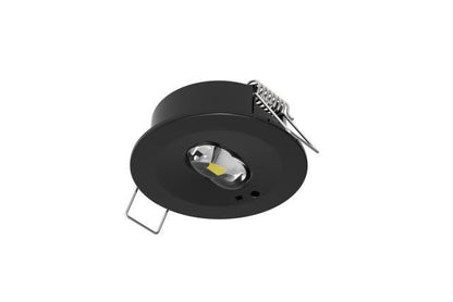 CGC Recessed Round Black Emergency Downlight, Changeable Corridor and Open Area Lens