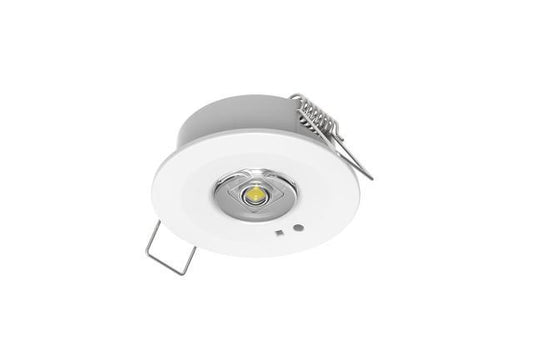CGC Recessed Round White Emergency Downlight, Changeable Corridor and Open Area Lens