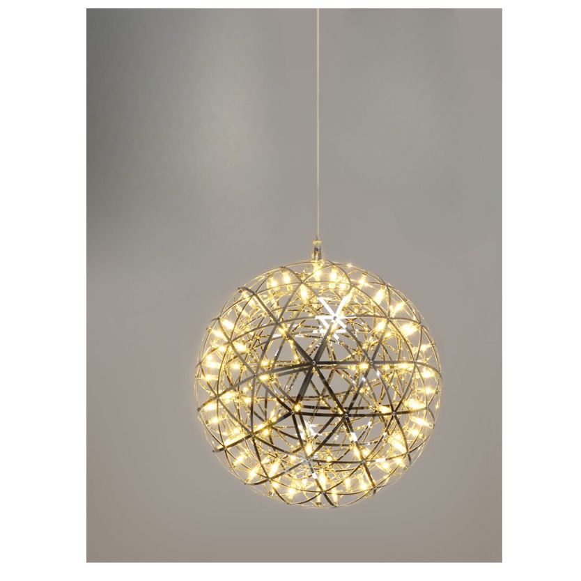 CGC FAWKES Warm White Chrome Extra Large 60cm Silver Firework / Starburst Chandelier