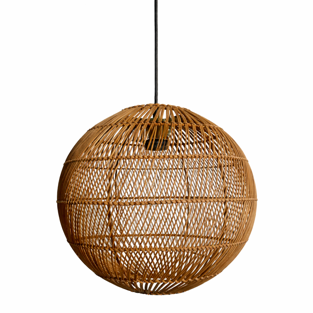 CGC ARIBA Brown 35cm Round Globe Rattan Weave Lampshade