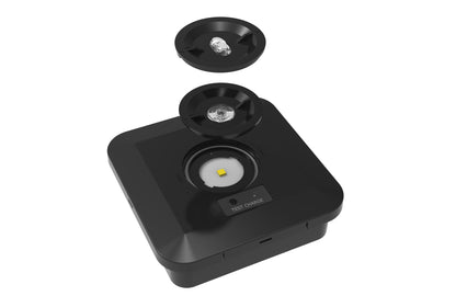 CGC Surface Mount Square Black Emergency Downlight, Changeable Corridor/Open Area Lens